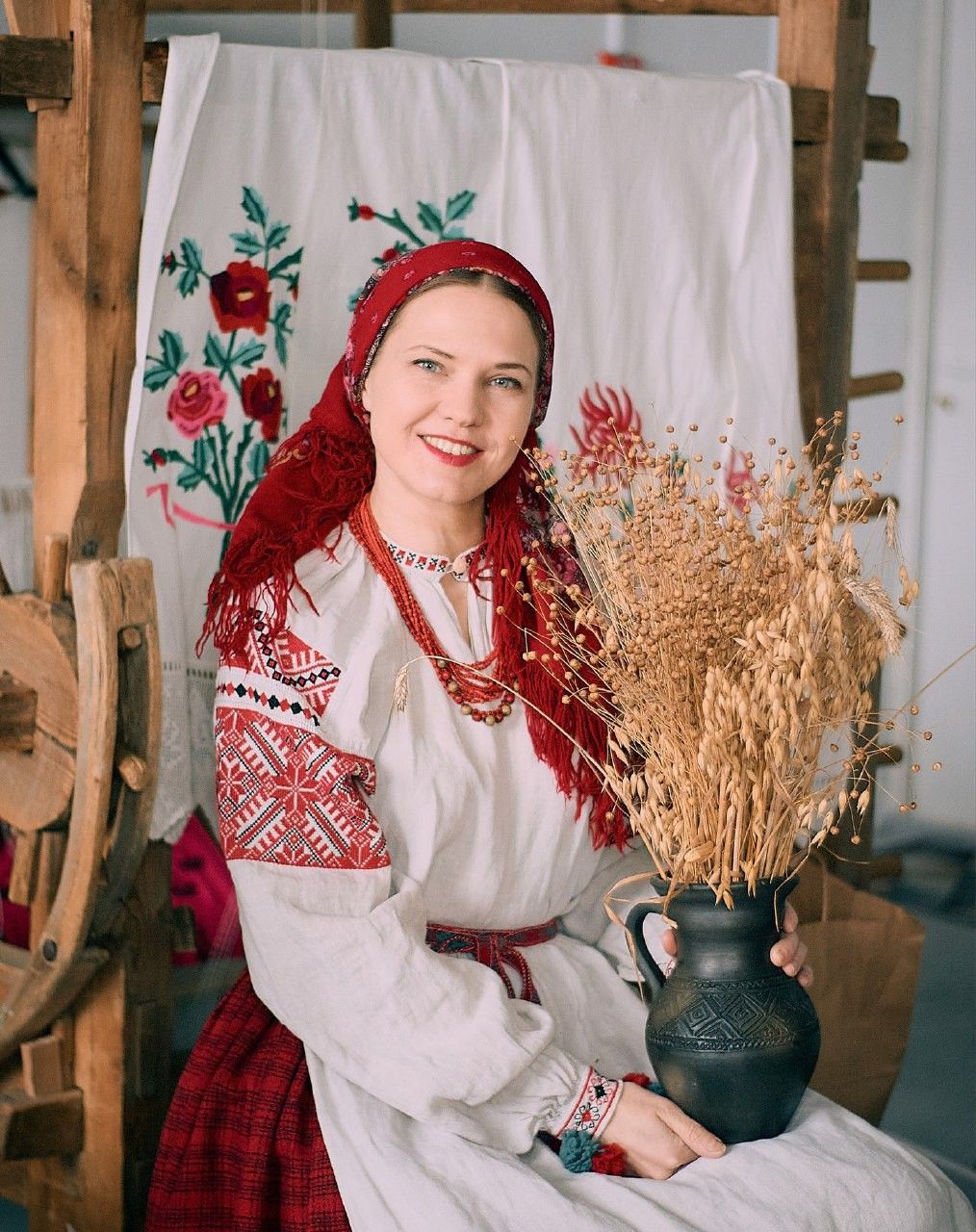 Women in Slavic costumes in Warsaw