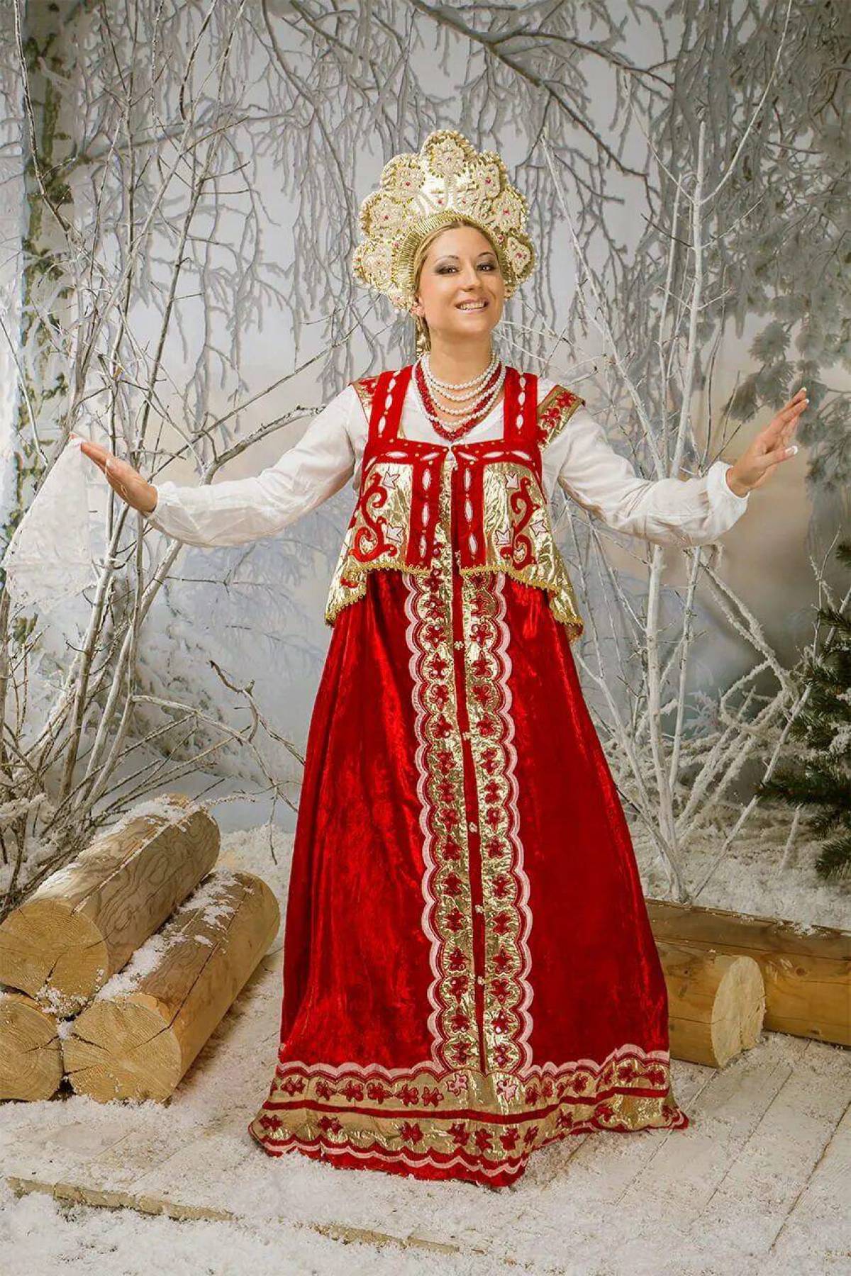 Girls in Slavic costumes in Warsaw